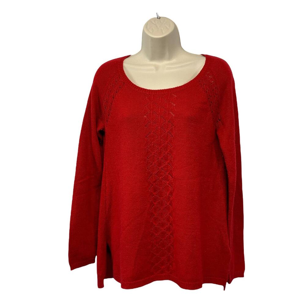 Candies Women's Pullover Red Sweater Size Medium Pullover Long Sleeve Knit